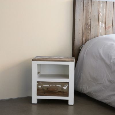 Table de chevet en bois recyclé massif