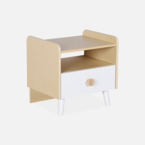 Table de chevet enfant effet bois. blanc. 1 tiroir