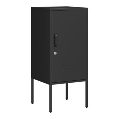 Table de chevet Hausjärvi avec poignée à gauche acier 82 x 35 x 35 cm noir en.casa