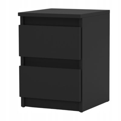 Table de chevet Noir 30x30x42CM 2 tirrois -meuble de nuit pour chambre à coucher loft