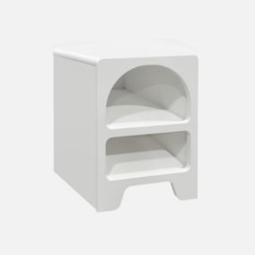 Table de chevet organique effet bois blanc. 2 niches de rangement