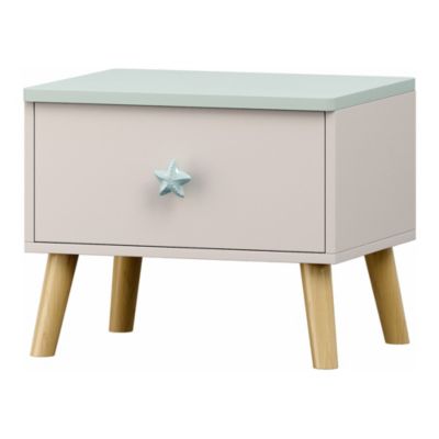 Table de chevet pour enfant Sandnes 31 x 38 x 30 cm blanc vert menthe en.casa
