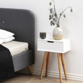 Table de chevet scandinave blanc Lokka, table de chevet scandinave blanc