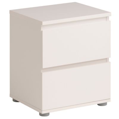 Table de chevet sur pieds 2 tiroirs blanc l. 39,8 x H. 47,6 x P. 32,8 cm Neo