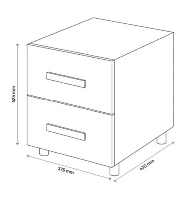 Table de chevet sur pieds effet chêne grisé 2 tiroirs GoodHome Atomia H. 42,5 x L. 37,5 x P. 45 cm