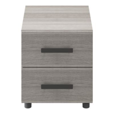 Table de chevet sur pieds effet chêne grisé 2 tiroirs GoodHome Atomia H. 42,5 x L. 37,5 x P. 45 cm