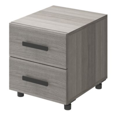 Table de chevet sur pieds effet chêne grisé 2 tiroirs GoodHome Atomia H. 42,5 x L. 37,5 x P. 45 cm