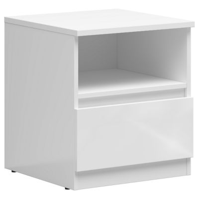 Table de chevet Table de nuit avec tiroir, coloris Blanc brillant - Longueur 45 x Profondeur 45 x Hauteur 50 cm
