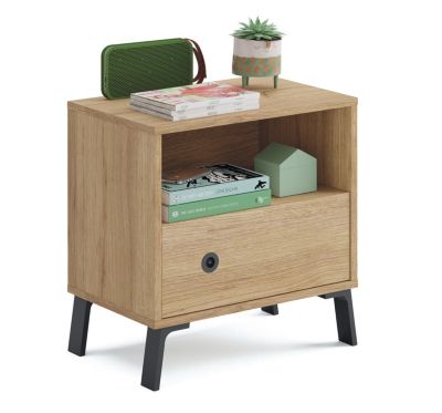 Table de chevet / Table de nuit coloris chêne doré - Hauteur 52 x Longueur 50 x Profondeur 35 cm