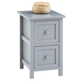 Table de chevet TREYA table de nuit en bois avec 2 tiroirs, meuble style rustique pour la chambre lasuré gris