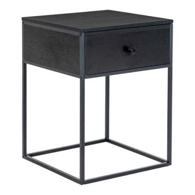 Table de Chevet Vita, Noir, MDF, 40x40x55 cm, Seven Design