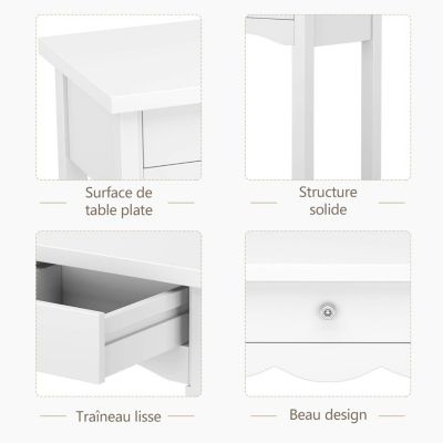 Table de Console en Bois avec 3 Tiroirs Meuble de Rangement Moderne Montage Facile pour Salon Chambre Bureau Entree Blanc
