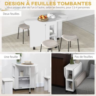 Table de cuisine rabattable - table à manger pliable 2-4 personnes - 2 ...