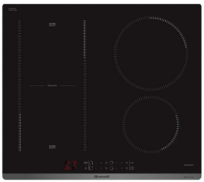 Table de cuisson à induction 58cm 4 feux 7200w noir Brandt BPI6428UB