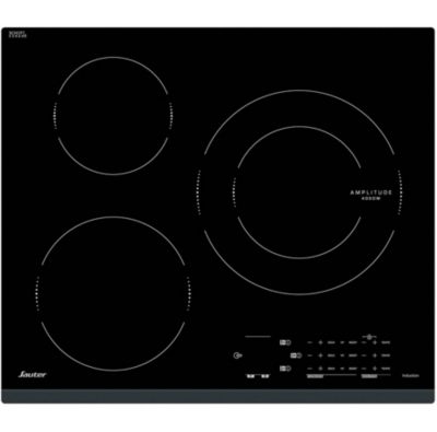 Table de cuisson induction 60cm 3 feux 7200kw noir Sauter SPI4360B