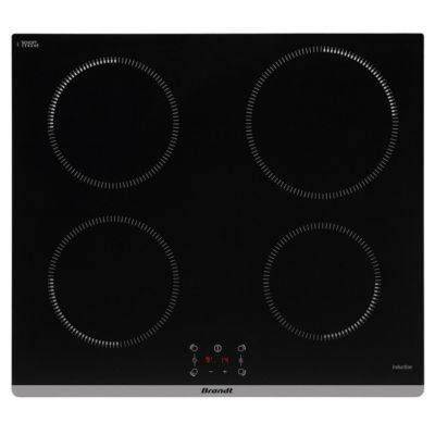 Table de cuisson induction 60cm 4 feux 7200w noir Brandt BPI6464B