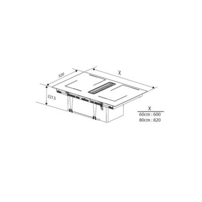 Table de cuisson induction aspirante 60cm 4 feux 7400w Beko HIXI64700UF1 bpro 700