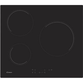Table de cuisson vitrocéramique 60cm 3 feux 5500w noir Candy CH63CT