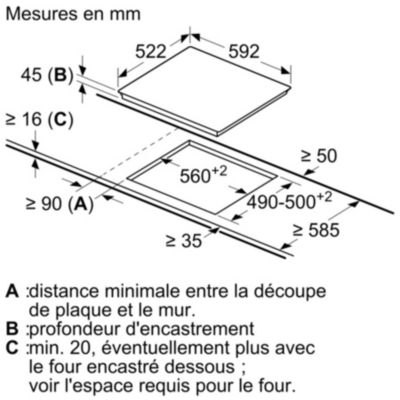 Table de cuisson vitrocéramique 60cm 4 feux 6600w noir Siemens ET61RBEB8E iq100