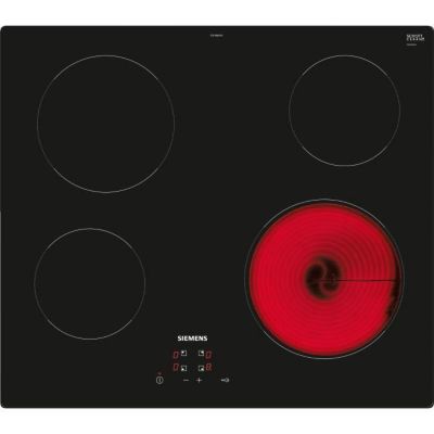 Table de cuisson vitrocéramique 60cm 4 feux 6600w noir Siemens ET61RBEB8E iq100