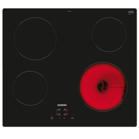 Table de cuisson vitrocéramique 60cm 4 feux 6600w noir Siemens ET61RBEB8E