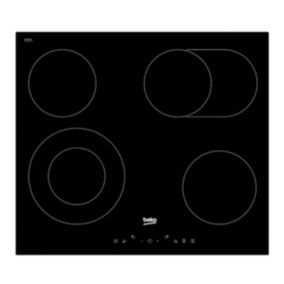 Table de cuisson vitrocéramique 60cm 4 feux 6900w noir Beko HIC64403T