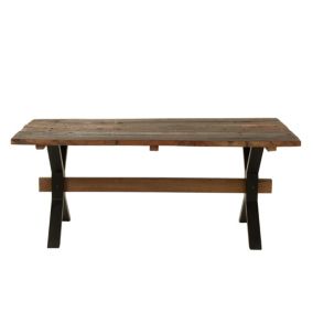 Table de ferme industriel en bois et pieds croisés métal L180 - MARIE