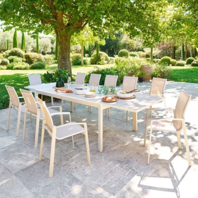 Table de jardin 12 places Evasion extensible beige lin - Hespéride