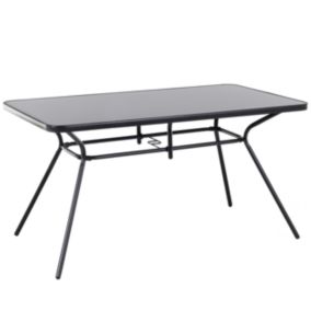 Table de jardin 140 x 80 cm Verre Noir LIVO