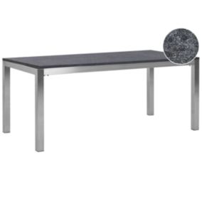 Table de jardin 180 x 90 cm Pierre Gris graphite GROSSETO