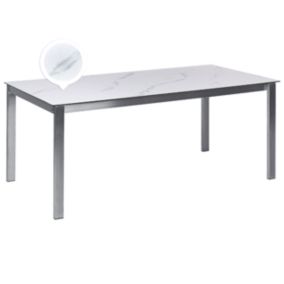 Table de jardin 180 x 90 cm Verre Marbre blanc COSOLETO