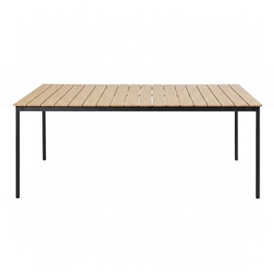 Table de jardin 180x90 cm en métal et bois 8 places gris  Oviala
