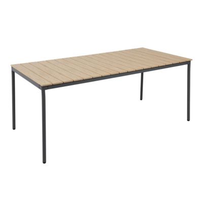 Table de jardin 180x90 cm en métal et bois 8 places gris  Oviala