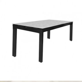 Table de jardin 200 cm en verre trempé béton et métal 1 tiroir - BAXI