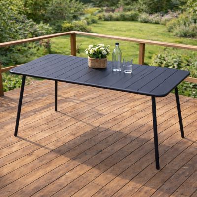 Table de jardin 4 à 6 places 120cm gris foncé BERGAME