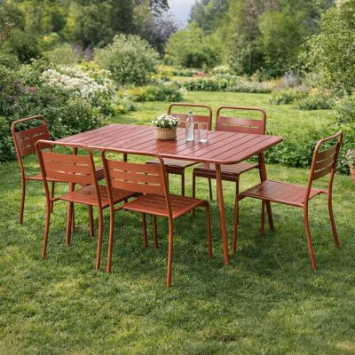 Table de jardin 4 à 6 places 120cm terracotta BERGAME