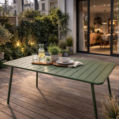 Table de jardin 4 à 6 places 120cm vert BERGAME
