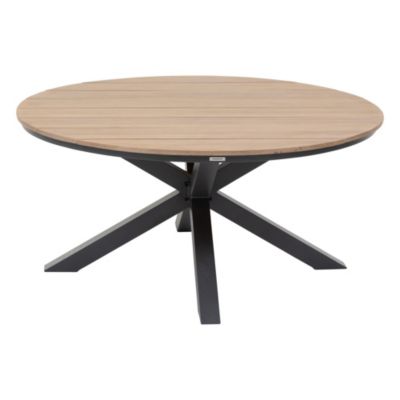Table de jardin 4 personnes Oriengo coloris acacia et graphite Hespéride ⌀111,5 x H.75,5 cm
