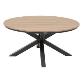 Table de jardin 4 personnes Oriengo coloris acacia et graphite Hespéride ⌀111,5 x H.75,5 cm