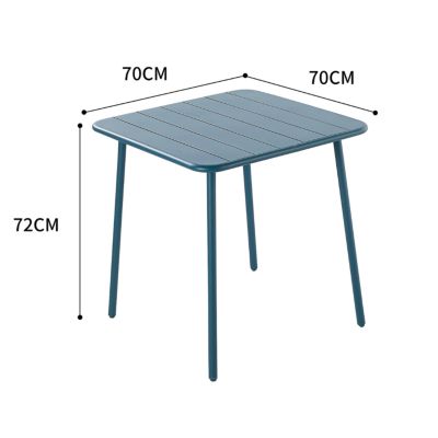 Table de jardin 4 places carrée en acier bleu - BERGAME