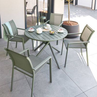Table de jardin 4 places Nebullia D105cm vert laurier - Hespéride
