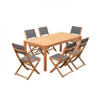 Table de jardin 6-8 personnes - 180 x 90 x H.74 cm - En bois d'acacia naturel