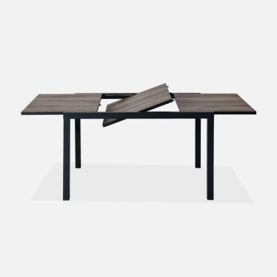 Table de jardin 6 places NASHVILLE extensible 120/180x 80 x 75cm structure anthracite plateau en bois foncé