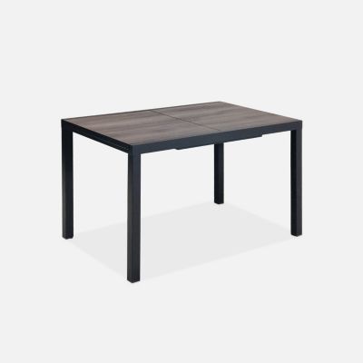 Table de jardin 6 places NASHVILLE extensible 120/180x 80 x 75cm structure anthracite plateau en bois foncé