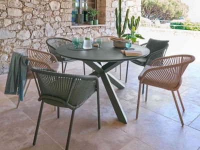 Table de jardin 6 places Oryon D130cm vert laurier - Hespéride