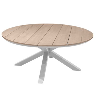 Table de jardin 8 personnes Oriengo coloris acacia et blanc Hespéride ⌀160 x H.75,5 cm