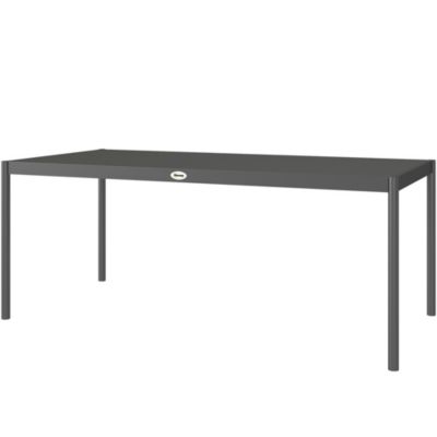 Table de jardin 8 personnes rectangulaire plateau effet lattes acier époxy anthracite