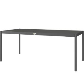 Table de jardin 8 personnes rectangulaire plateau effet lattes acier époxy anthracite