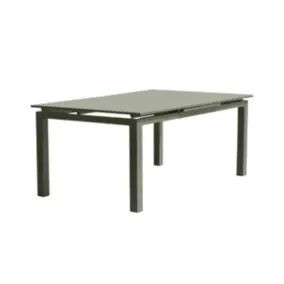 Table de jardin à rallonge automatique Miami en aluminium coloris kaki L.180/240 x l.100 x H.77 cm - DCB GARDEN