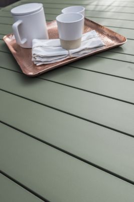 Table de jardin à rallonge automatique Miami en aluminium coloris kaki L.180/240 x l.100 x H.77 cm - DCB GARDEN
